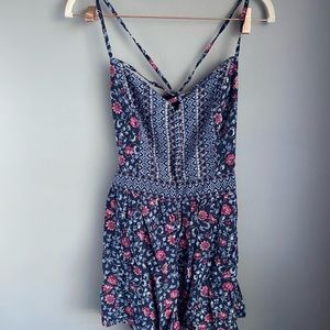Open Back Floral Hollister Romper